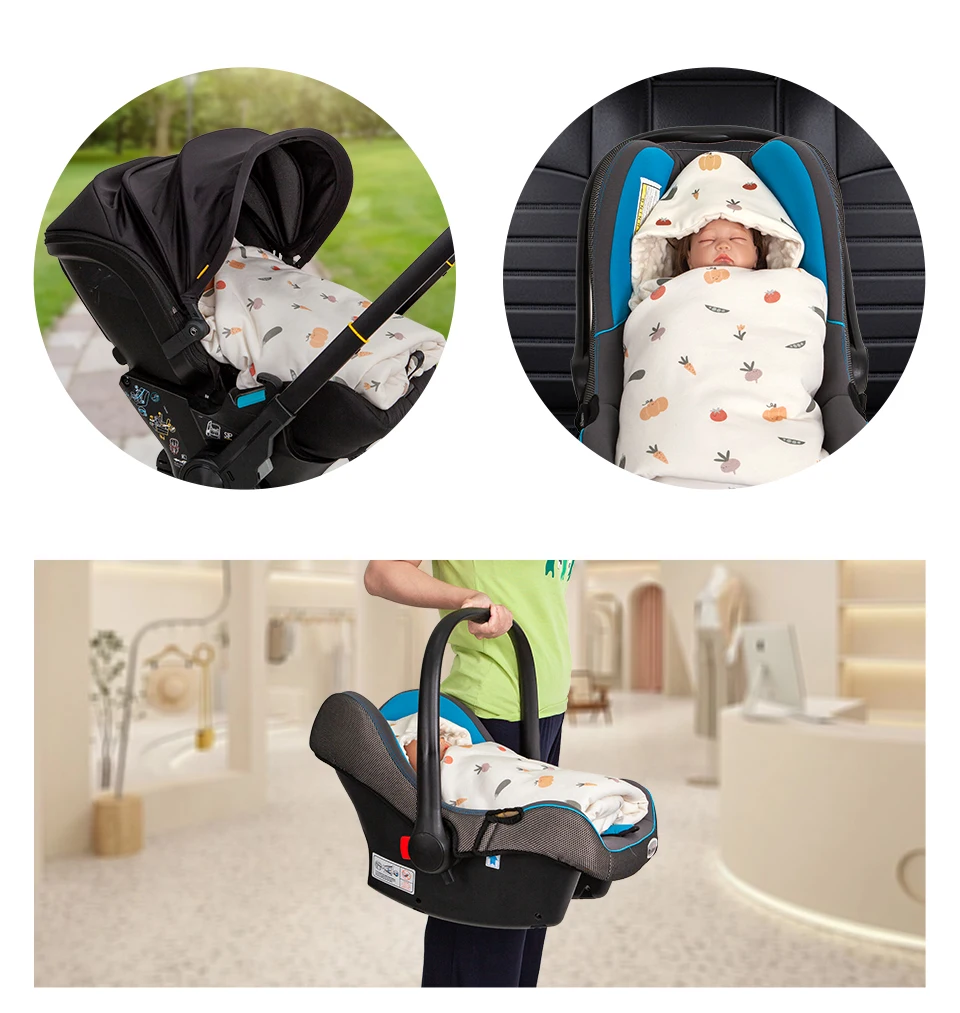 Babydecke für Neugeborene mit Kapuze, winddicht, draußen gehen, warm, tragbar, Wickeltuch im Korb, Baby-Auto-Sicherheitssitze für 0–3 Monate – Detail 23