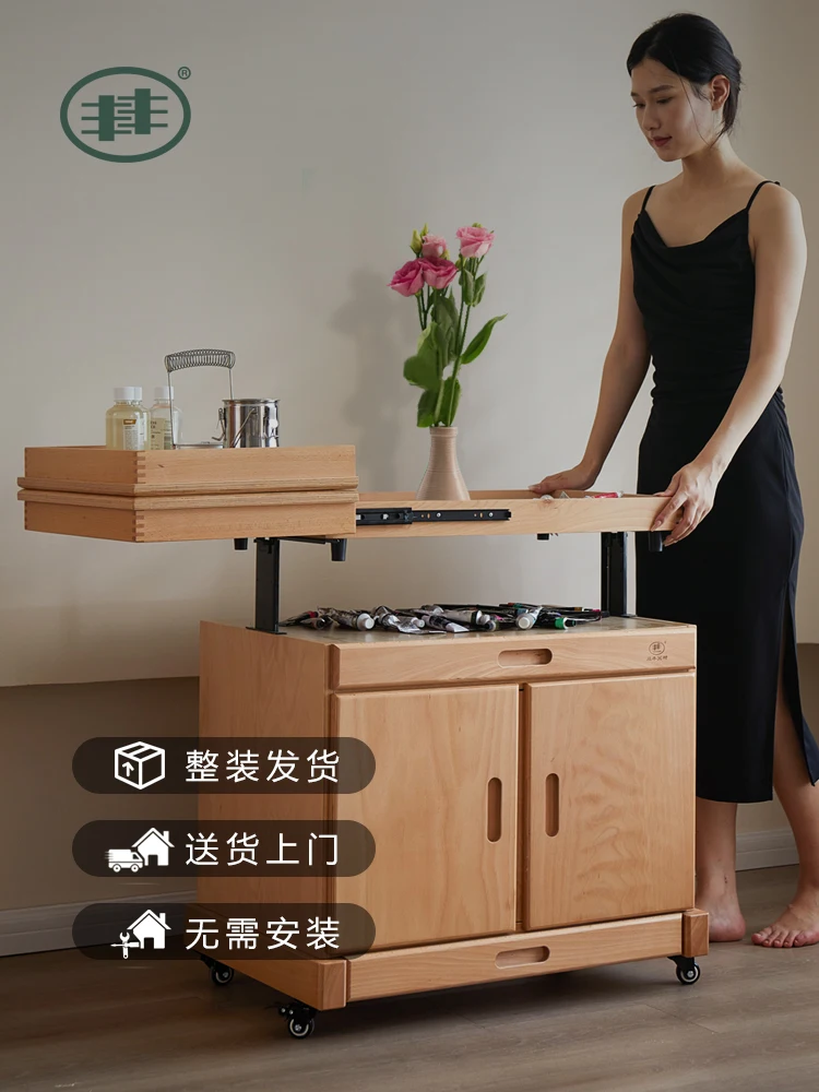 

Multifunctional Professional Large Liftable Oil Painting Watercolour Special Painting Cabinet Large Capacity Mobile Trolley