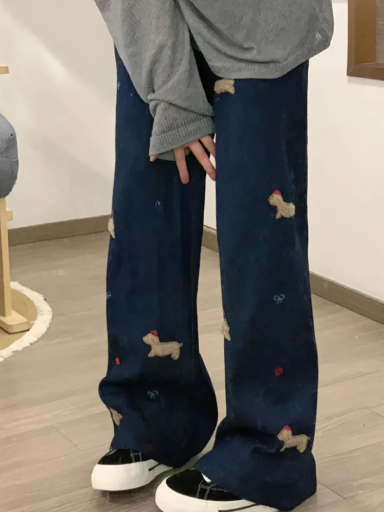 

Deep Blue American Sle Sausage Dog Men's Jeans Autumn Winter Wide Leg Design Sensation Pants Dra Floor-Length Straight ...