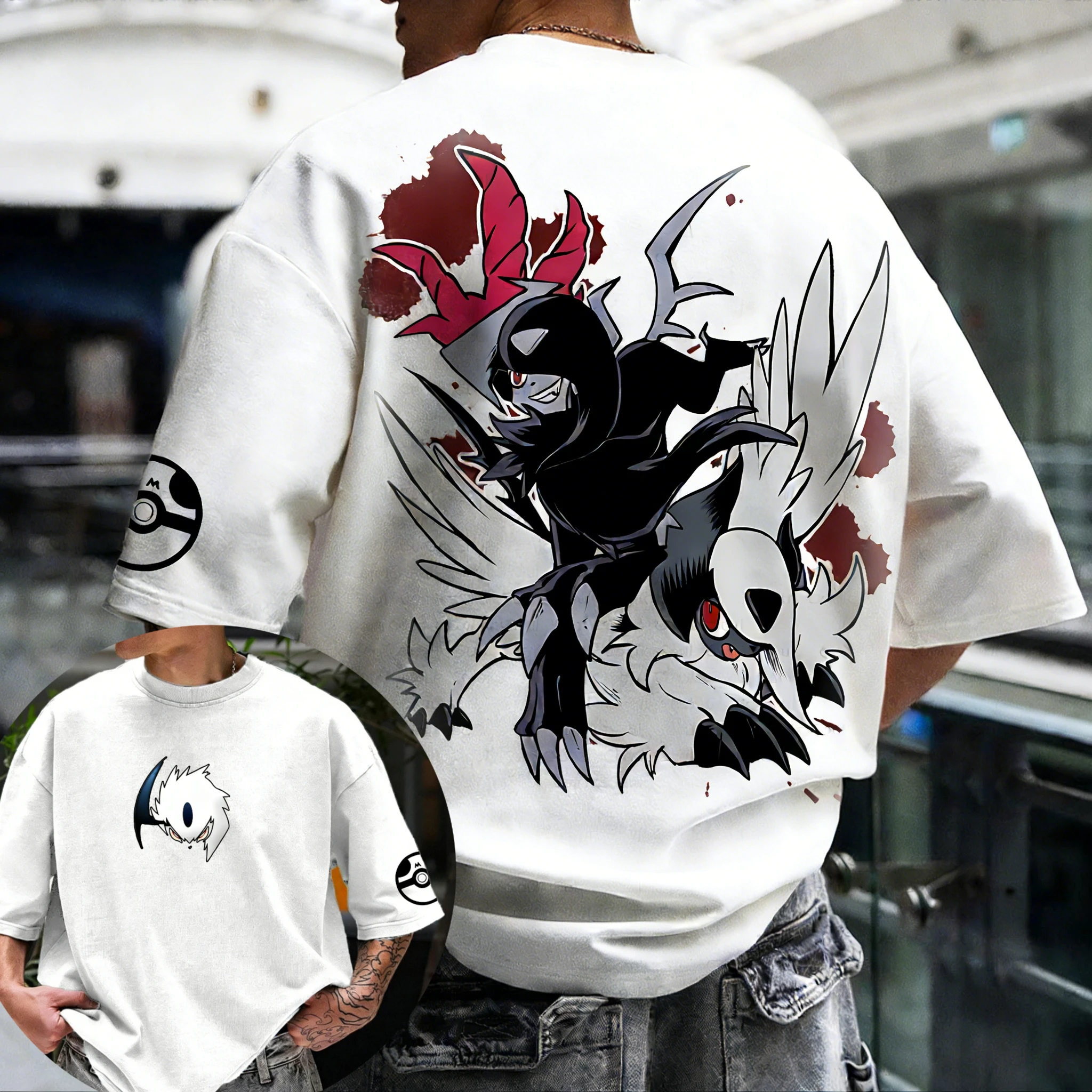 T-shirt en coton imprimé été 2026, tee-shirt unisexe oversize anime foncé, haut de sport respirant, streetwear ample et confortable grande taille
