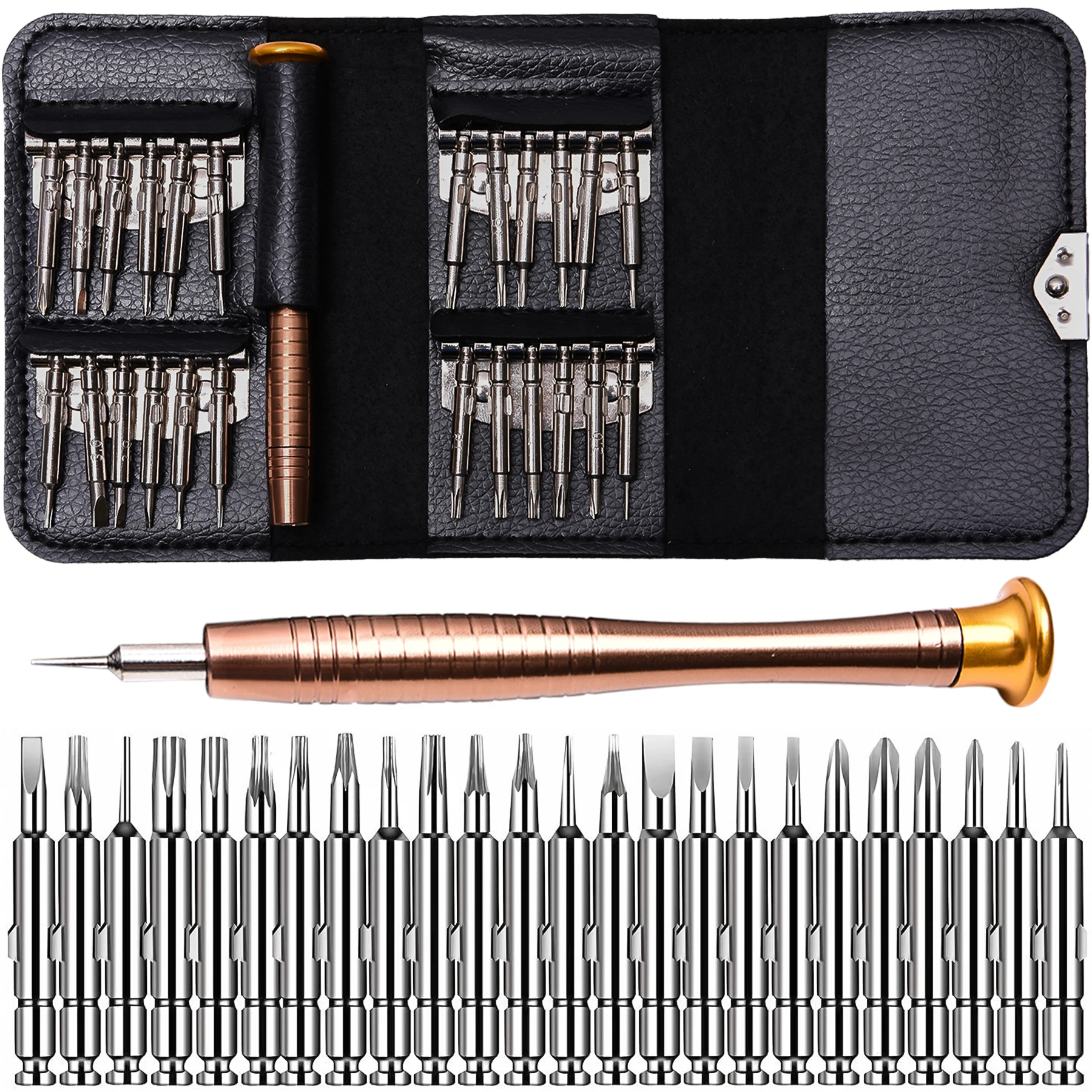 Set obeng presisi 25 dalam 1, peralatan reparasi profesional, mata obeng Phillips Torx Hex, Kit rumah untuk Laptop iPhone PC kacamata