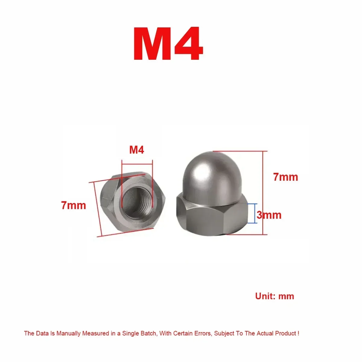 3PCS TA2 Pure Titanium Ball Head Cap Hexagonal Locking Nut Cap Decorative Screw Cap M3M4M5M6M8M10M12M16M20