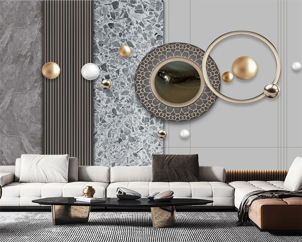 

beibehang Customized modern papel papid marble light luxury geometric three-dimensional terrazzo background wallpaper