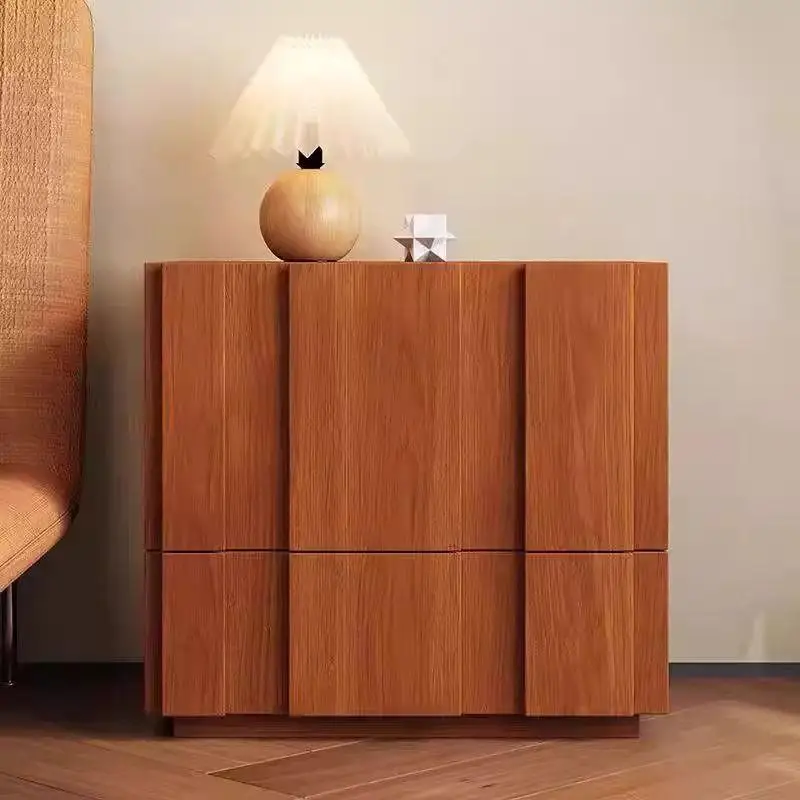 Medieval style chest cabinet solid wood bedroom bedside table living room module combination retro storage
