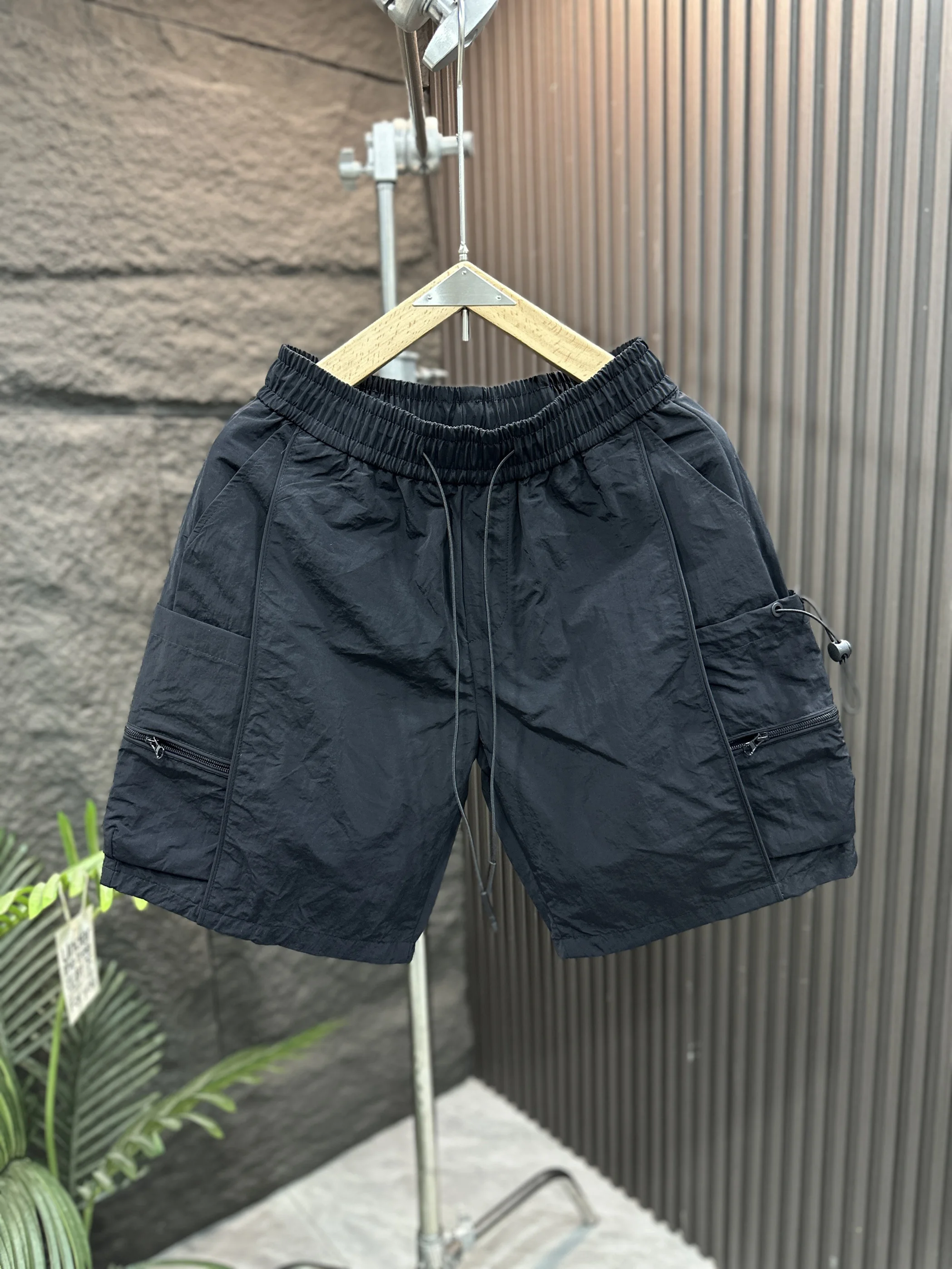 

Летние модные мужские повседневные брюки-карго на молнии, свободные, дышащие, длиной до колена