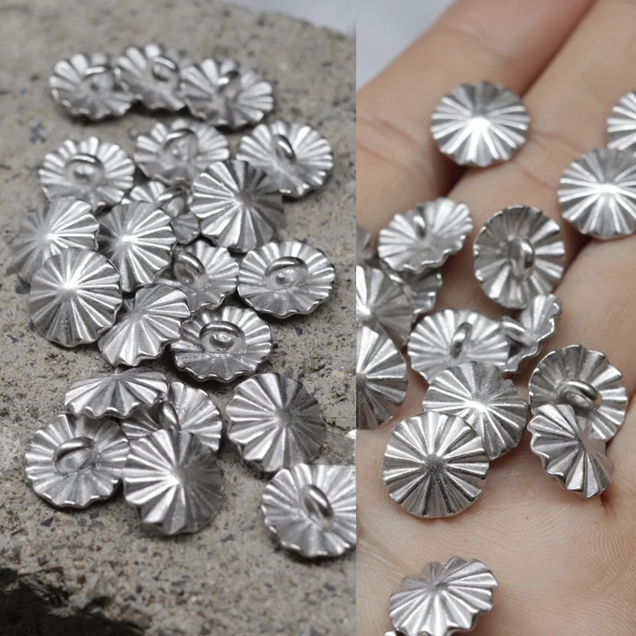 Retro Motorcycle Jacket Shirt Buttons Japanese Chrysanthemum Silver Metal Hand Sewn Improved Version of Wealth Purse Buttons