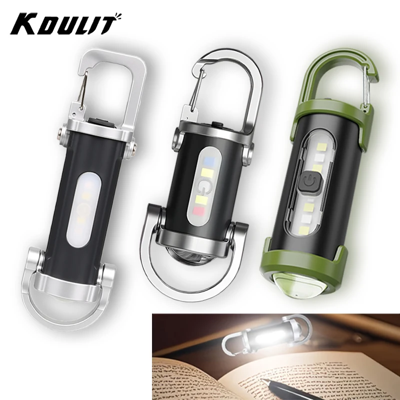 مصباح سلسلة مفاتيح LED فائق السطوع، شعلة قابلة لإعادة الشحن مع خطاف تعليق، فانوس طوارئ مدمج، القراءة، التخييم، المشي لمسافات طويلة