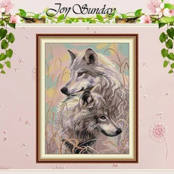 Two Wolves Animals Patterns Counted Cross Stitch Set DIY 11CT 14CT 16CT Stamped DMC Cross-stitch Kit Embroidery Needlework Gifts