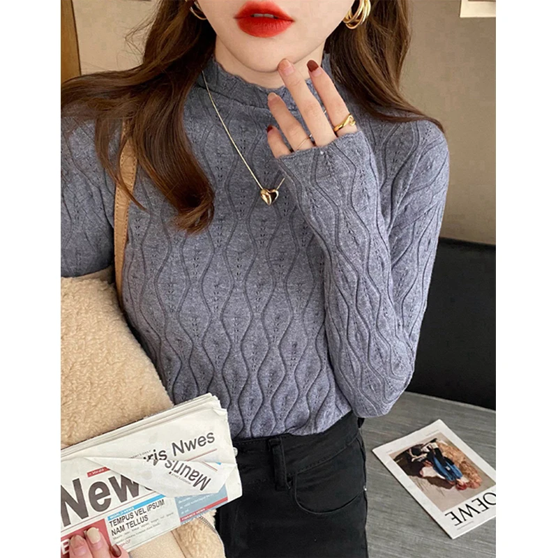 MEXZT Half Turtleneck Sweater Women Fashion Knitted Pullovers Korean Black White Long Sleeve Jumper Winter Ladies Slim Knitwear