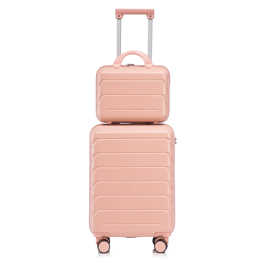 

Lightweight 2PCS ABS Travel Luggage Set 14"+20" Hardshell Rolling Suitcase with Spinner Wheels, Combination Lock & Cosmetic Case