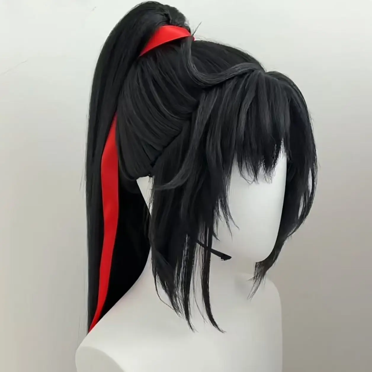 

Ancient Style Cosplay Wig for Wei Ying High Ponytail Red Ribbon Rose Net Mo Dao Zu Shi Full Wig