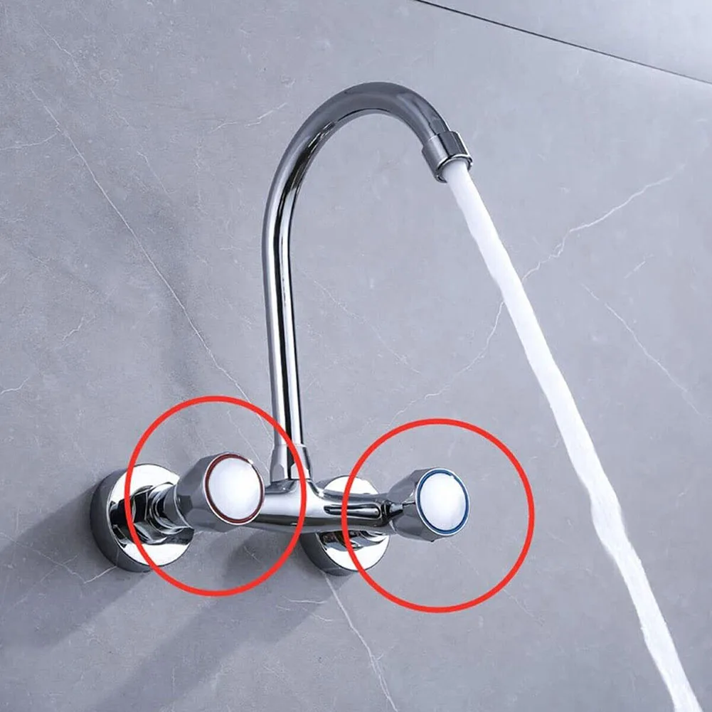2pcs Chrome Plated Faucet Cover Set for Kitchen & Bathroom Hot/Cold Tap Top Head Handle Replacement