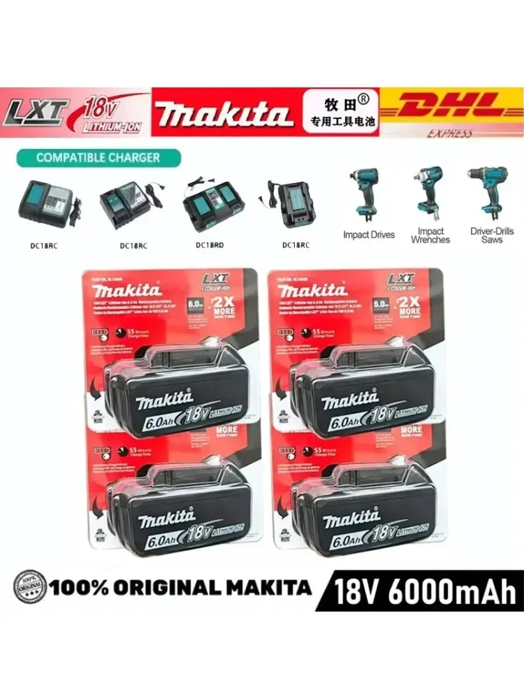 6000mAh 100% Originele Makita 18V Oplaadbare Batterij voor Makita 18V BL1830 BL1830B BL1860 BL1860B BL1850 BL1850B Elektrisch Gereedschap - afbeelding 2