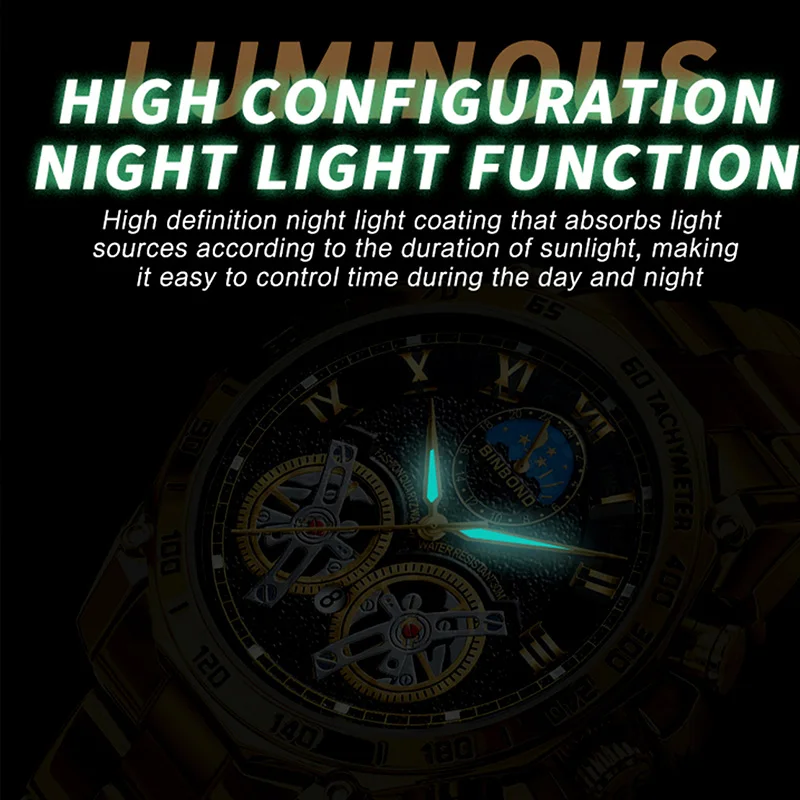 BINBOND Luxury Men Quartz Watches Fashion Concept Decorative Dial Casual Military Sports Wristwatch Waterproof Men\'s Clock