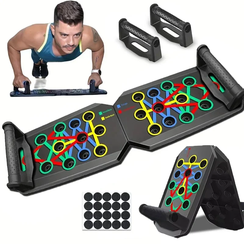 Portable Multifunctional Push-up Board Set With Handles Foldable Fitness Equipment For Chest Abdomen Arms And Back Training