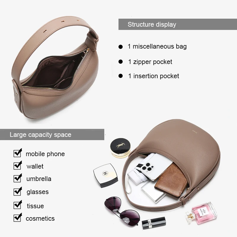 Foxer moda feminina pequena bolsa de ombro senhora crossbody bolsa meia lua axilas saco com logotipo presente perfeito para a esposa