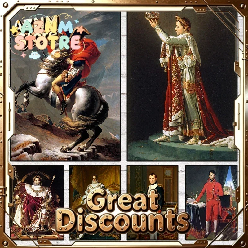 Napoleon Bonaparte Portrait Poster Prints Crossing The Alps Coronation of Napoleon I Painting Canvas for Living Room Home Dec