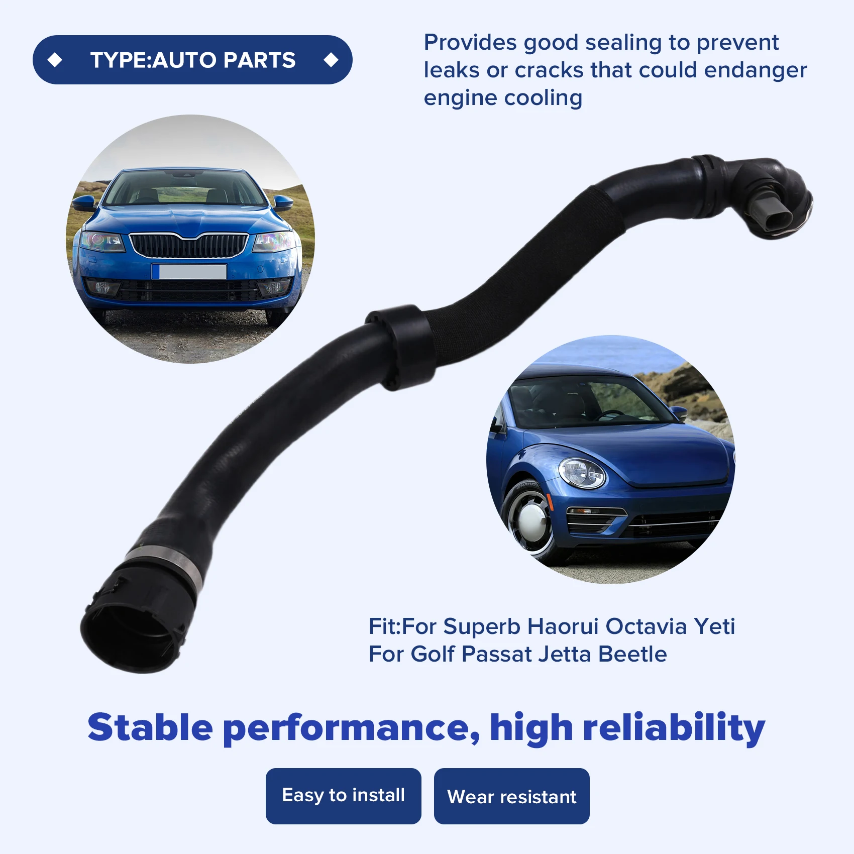 

1K0122051GN шланг охлаждающей жидкости радиатора с датчиком для Skoda Superb Haorui Octavia Mingrui Yeti VW Golf Passat Jetta Beetle