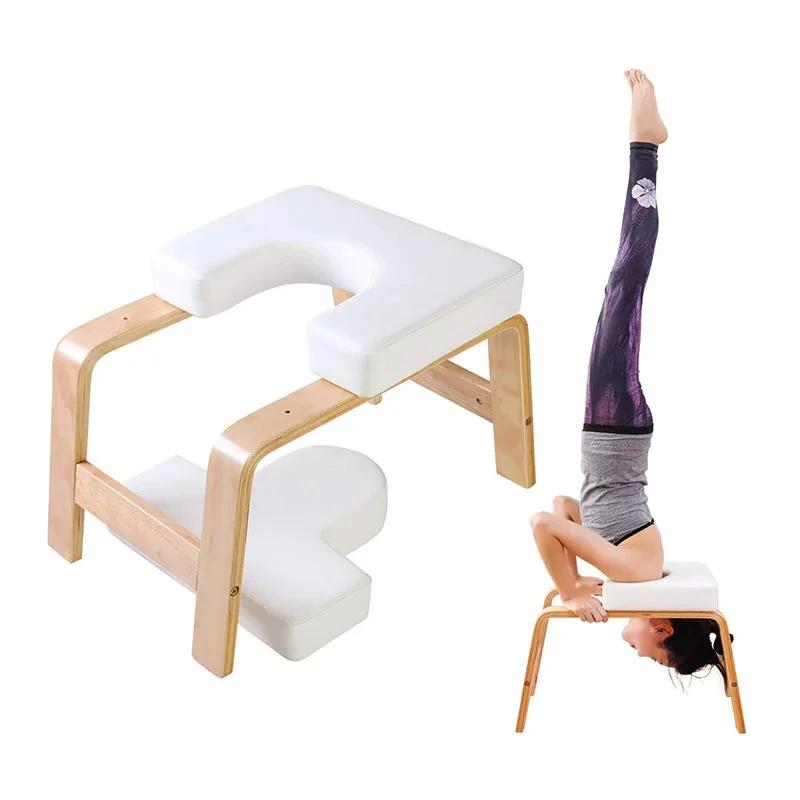 

Inversion Chair,Multi Functional Backless Wood Frame Stool With Cushion Yoga Inversion Stool Headstand Yoga Bench