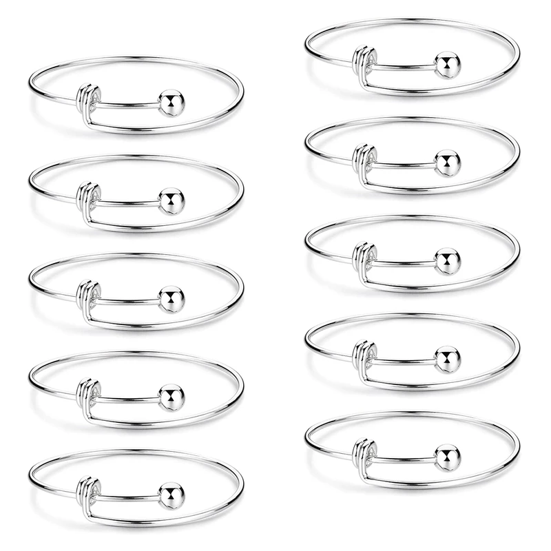 10 Pcs Expandable Bulk Wire Blank Adjustable Bangle Bracelet For DIY Jewelry Making