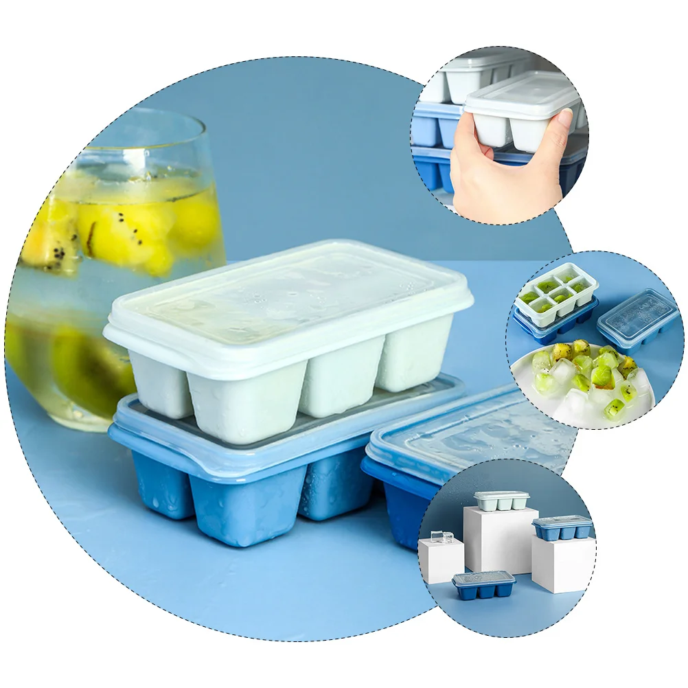 

4Pcs Ice Cube Tray Portable Freezing Mold Bpa Free Plastic Grids for DIY Ice Pops Smoothies Juice Containers Refrigerator