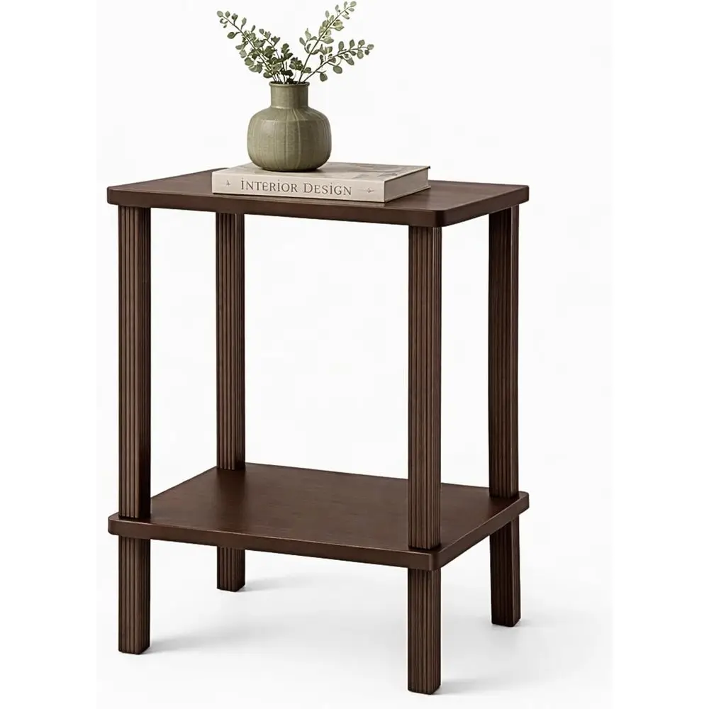 

Прикроватная тумбочка с рифлеными ножками и элементами из натурального дерева, или тумба-столик для гостиной, подставка для растений в помещении, для детской комнаты, узкая.