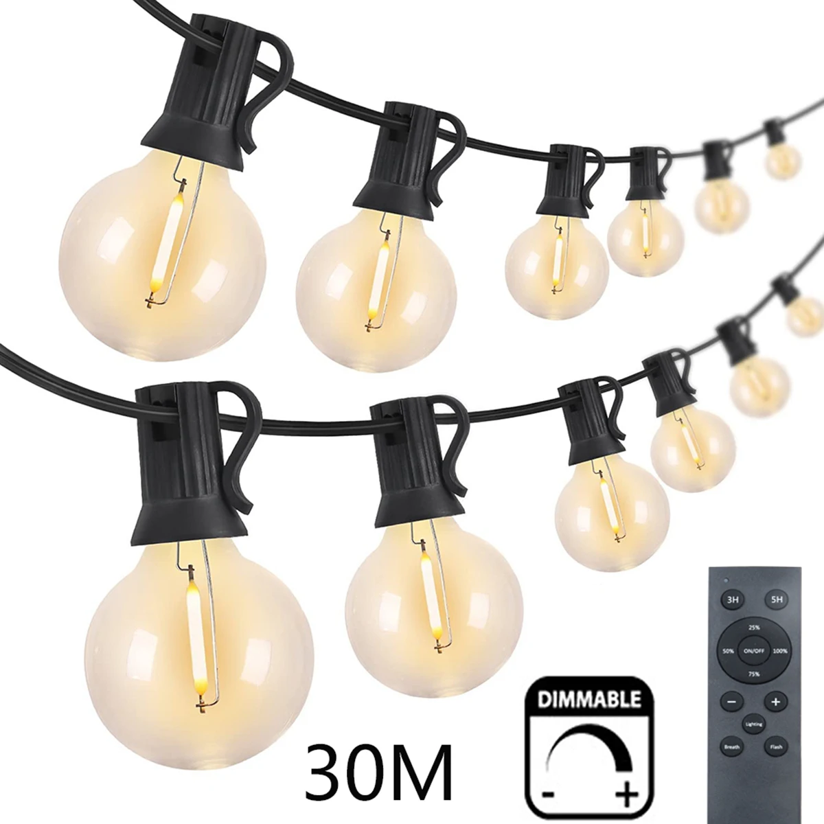 Guirlande lumineuse LED G40 pour l'extérieur, ampoules à globe à intensité variable, pour la décoration de la rue, du patio, du jardin, du camping et de la terrasse
