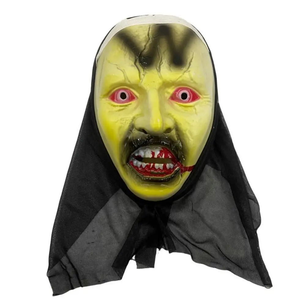 

Costume Props Yellow Face Priest Mask Full Face Eye Mask One-eyed Bleeding Ghost Head Mask Plastic Headwear Halloween Mask Show