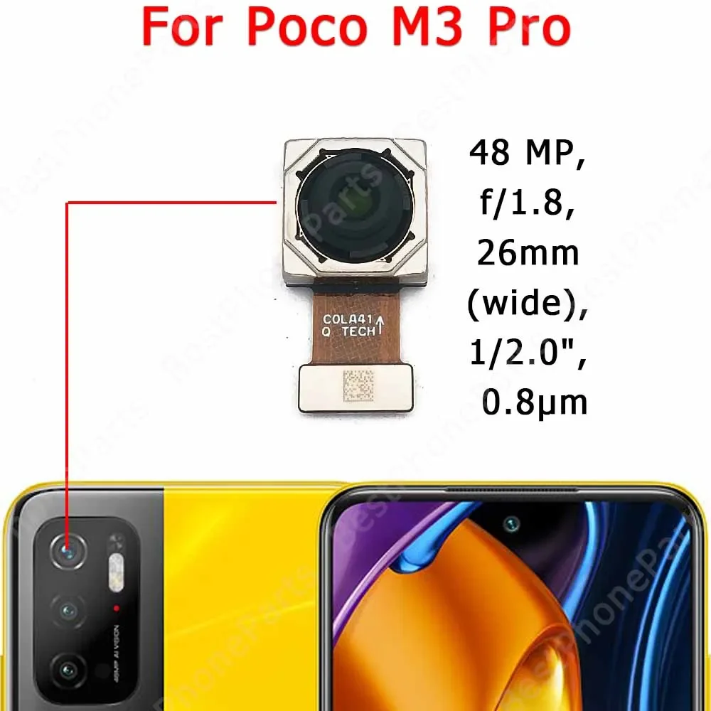 Rear Front Camera For Xiaomi Mi Poco M3 Pro M3Pro Facing View Frontal Back Camera Module Selfie Small Spare Parts