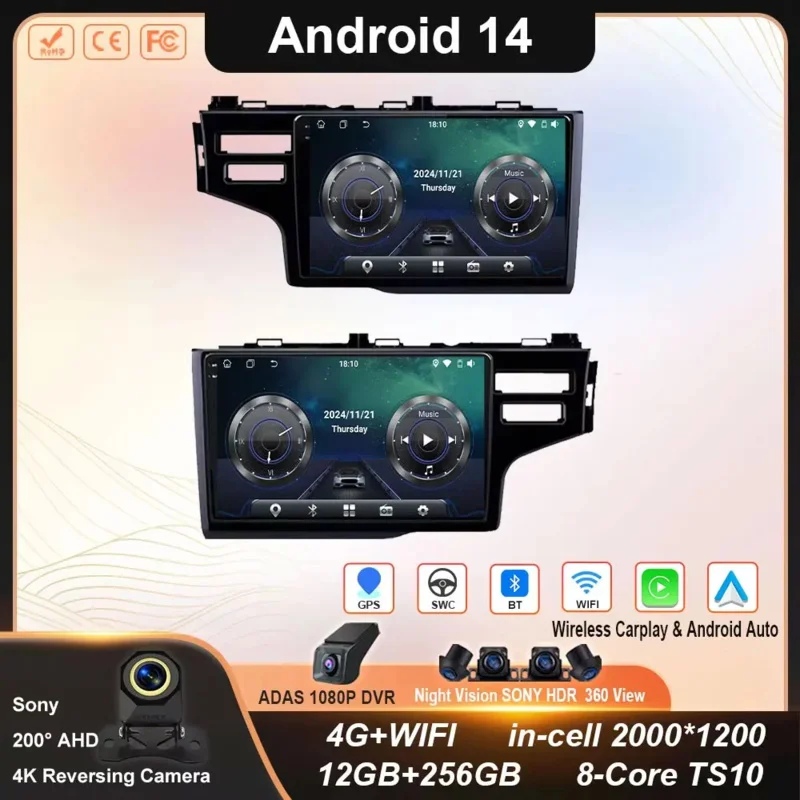 

Android 14 Car Radio Carplay Auto GPS For Honda Jazz 3 2015 - 2020 Fit 3 GP GK 2013-2020 QLED Multimedia Player Navigation WIFI