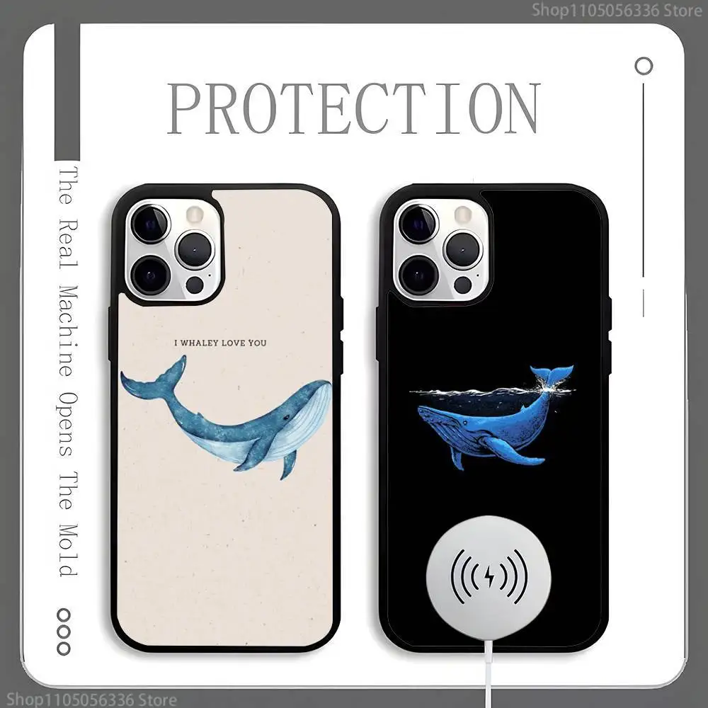

Space Ocean Whale Shark Phone Case For Magnetic Wireless Charge Cover For iphone 16 15 14 13 12 11 Pro Max Plus Coque