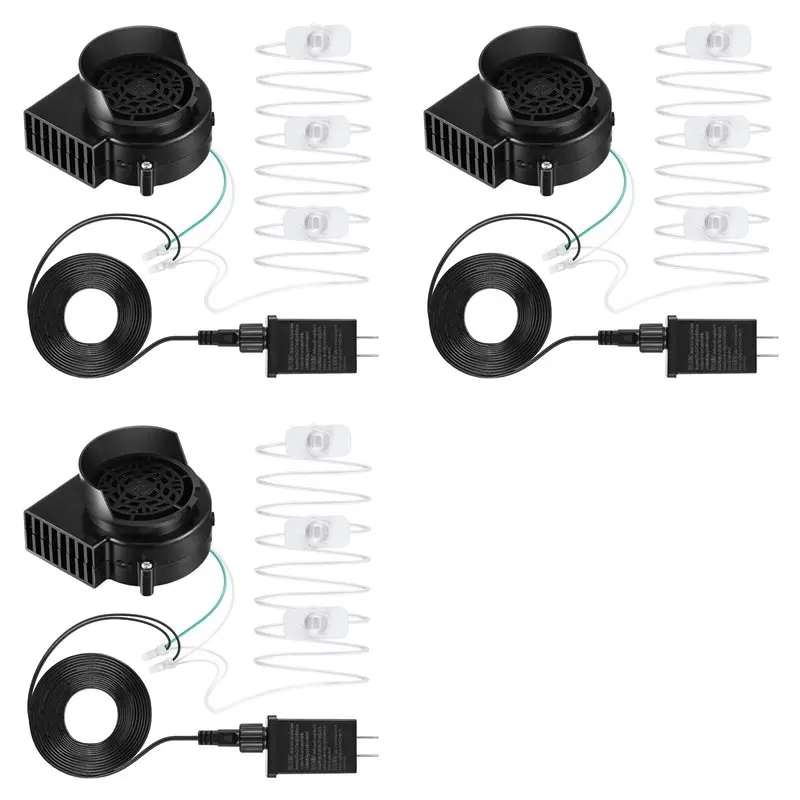 

BHTS-3X Replacement Fan Blower, 12V 0.8A Mini Air Blower With 3 LED Light String For Inflatables Indoor Outdoor US Plug