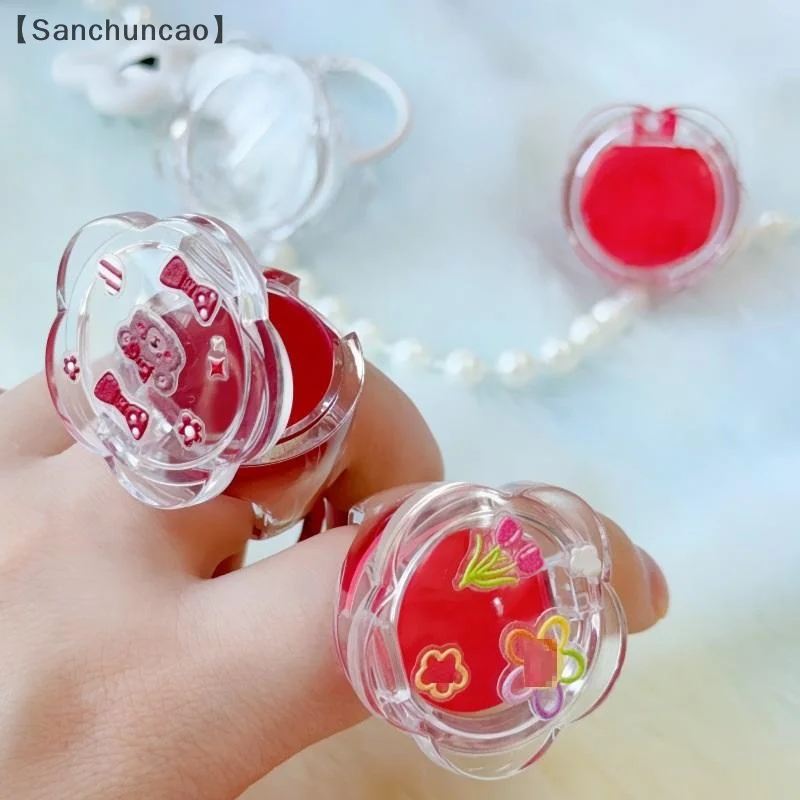 〔San〕3.5g Empty Plastic Lip Scrub Jars Ring Shaped With Cover Balm Mask Skin Care Container Cute Blush Jar Cosmetic Jars