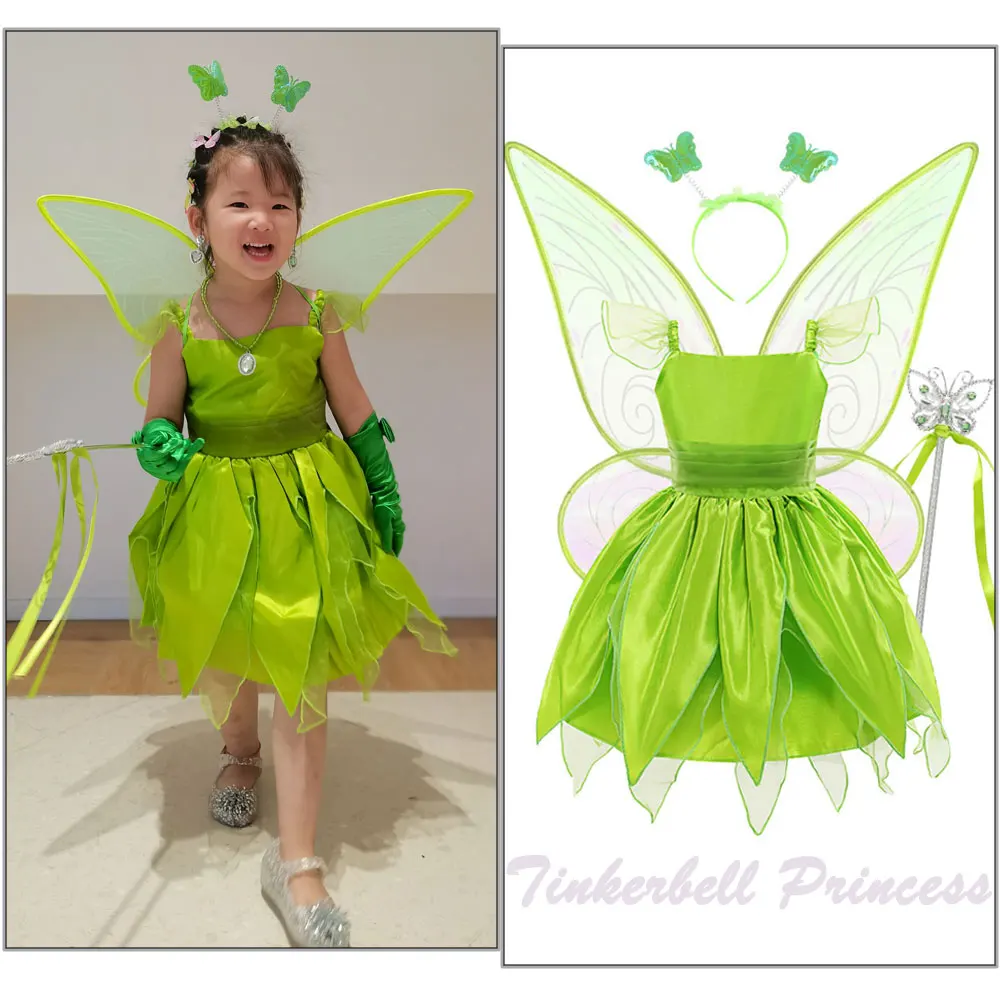 

Christmas Fairy Flower Butterfly Wings Tinker Bell Dress Halloween Cosplay Baby Girls Party Princess Tiana Tinkerbell Costume