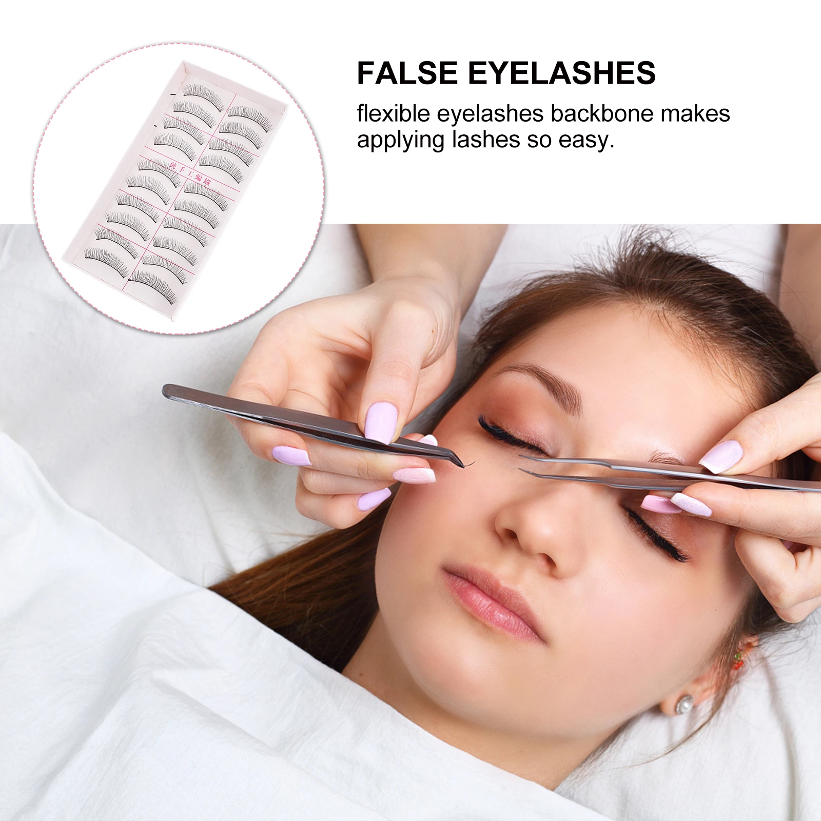 

10Pairs False Eyelashes Handmade Long Black Natural Looking Lashes Soft Band Reusable for Professional Home Makeup Use