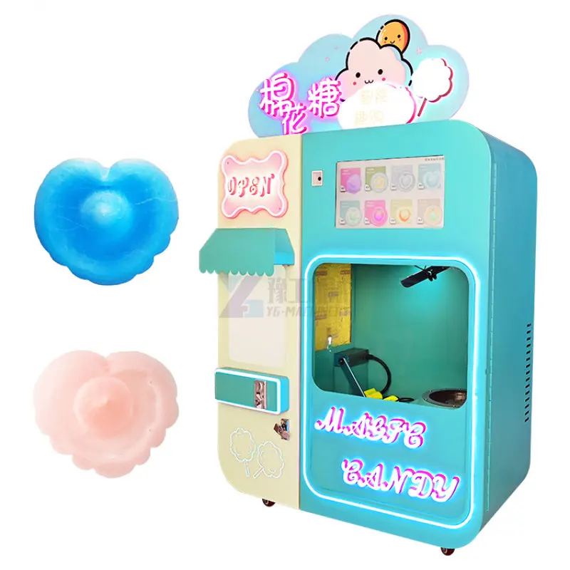 YG Commercial Fully Automatic Making Pink Fairy Floss Pink Flower Marshmallows Forming Equipment Cotton Candy Vending Machine