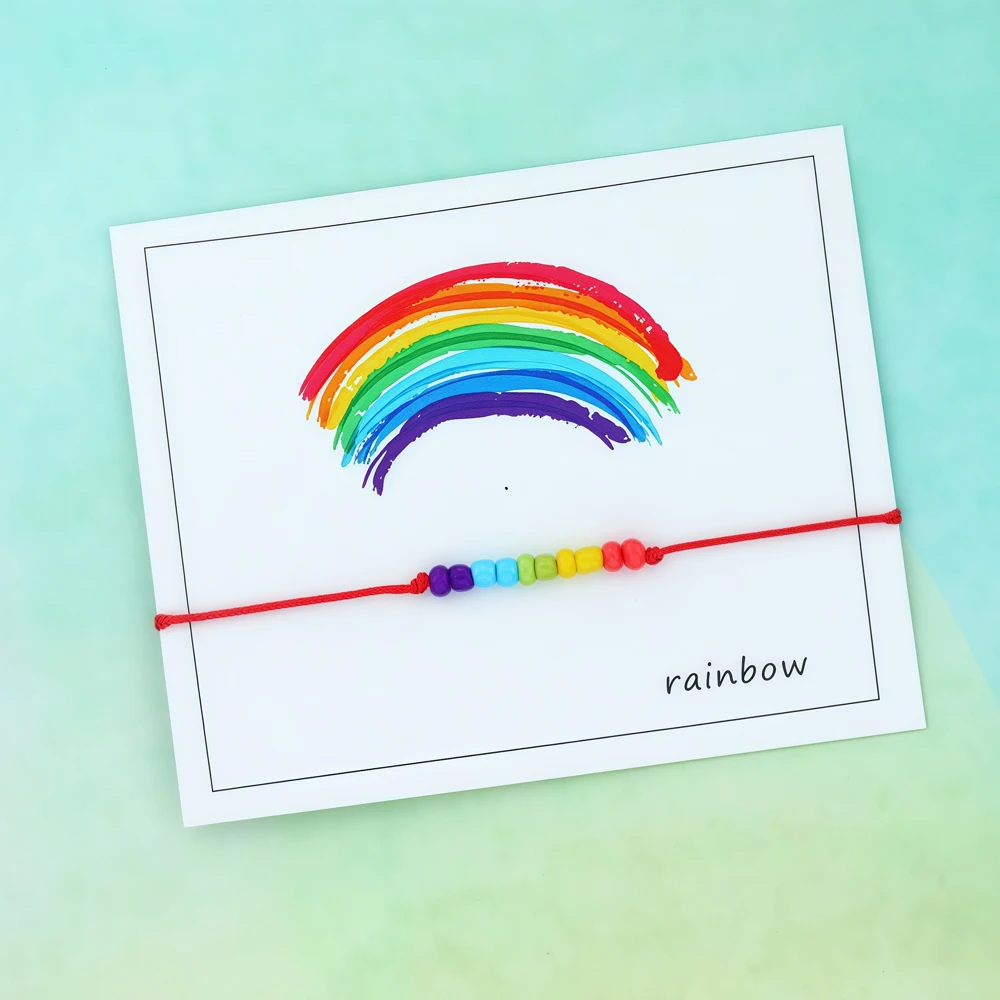 قوس قزح مثلي الجنس فخر سوار قوس قزح الخرز أتمنى سوار قوس قزح فخر الحد الأدنى مجوهرات النساء الرجال مثلي الجنس مثليه الصداقة هدية #1