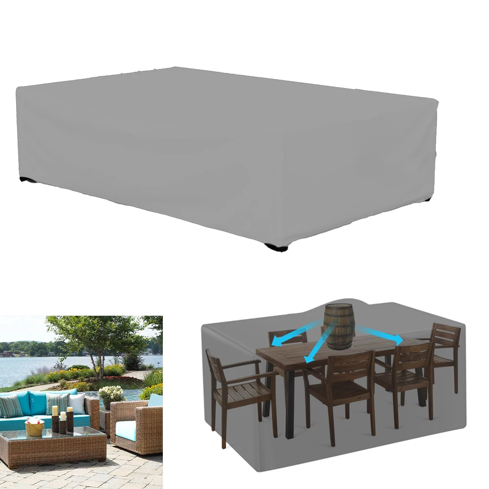 Large Size 210D Waterproof Outdoor Terrace Garden Furniture Cover Rain And Snow Chair Cover Sofa Table And Chair Dust Cover