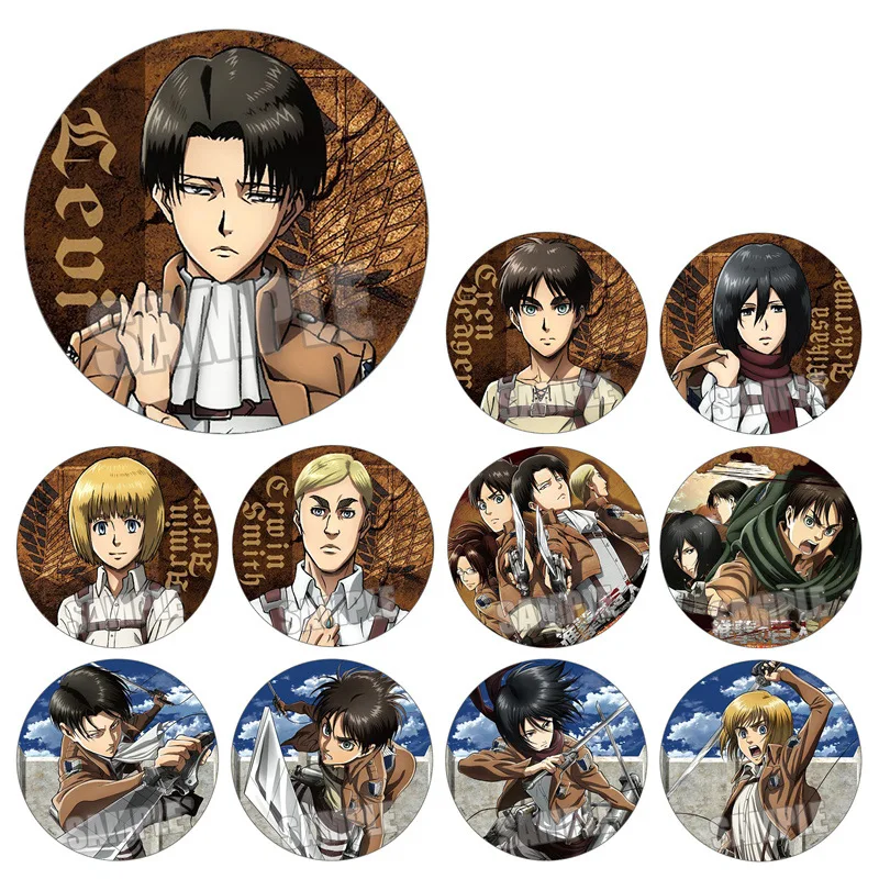 Eren Jaeger Mikasa·Ackerman Armin Arlert Fashion Jewelry HD Pattern Costumes Badge Cosplay DIY Props Backpack Decoration Gifts