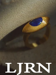 2023 New Vintage Finger Ring Copper Metal Lapis Lazuli Natural Stone Simple Trendy Opening Rings for Women Jewelry