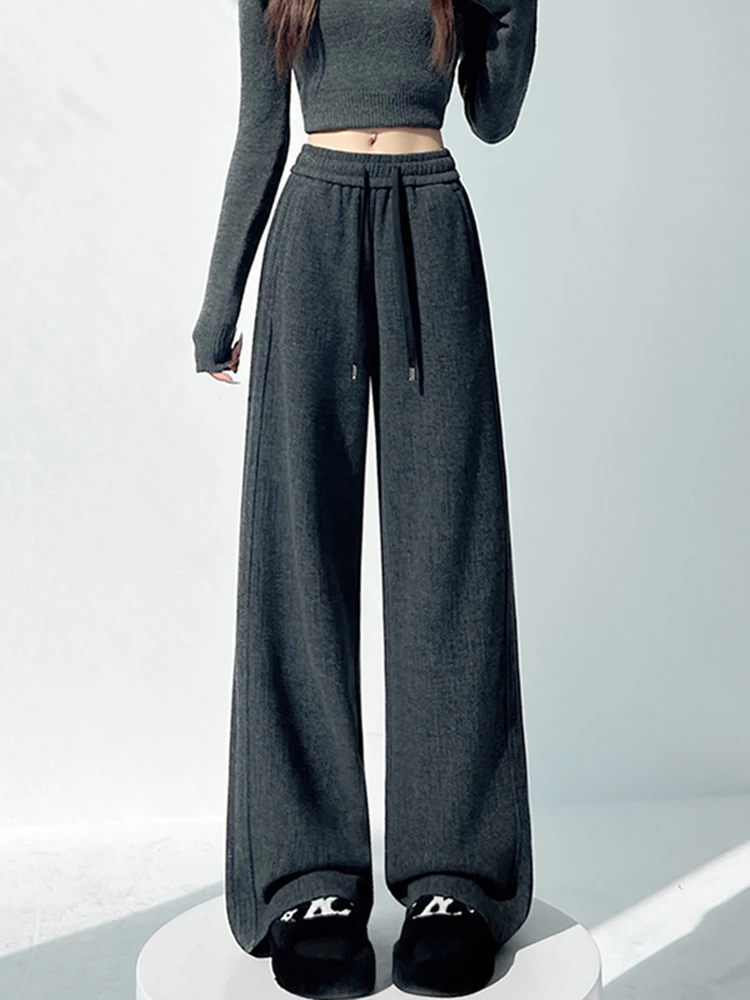 Calças Casuais de Cintura Alta para Mulheres, Novas Calças de Perna Larga Estreita para Outono e Inverno, Calças Longas Drag, Calças Tubo Retas