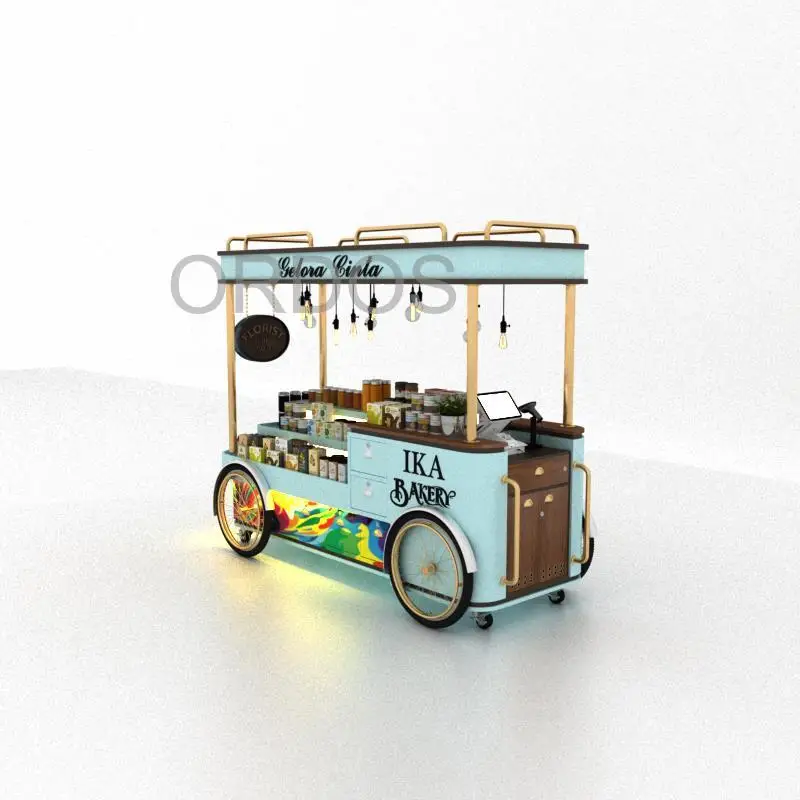 

New design hot sale shopping mall decoration food cart selling booth sales stall kiosk for sale