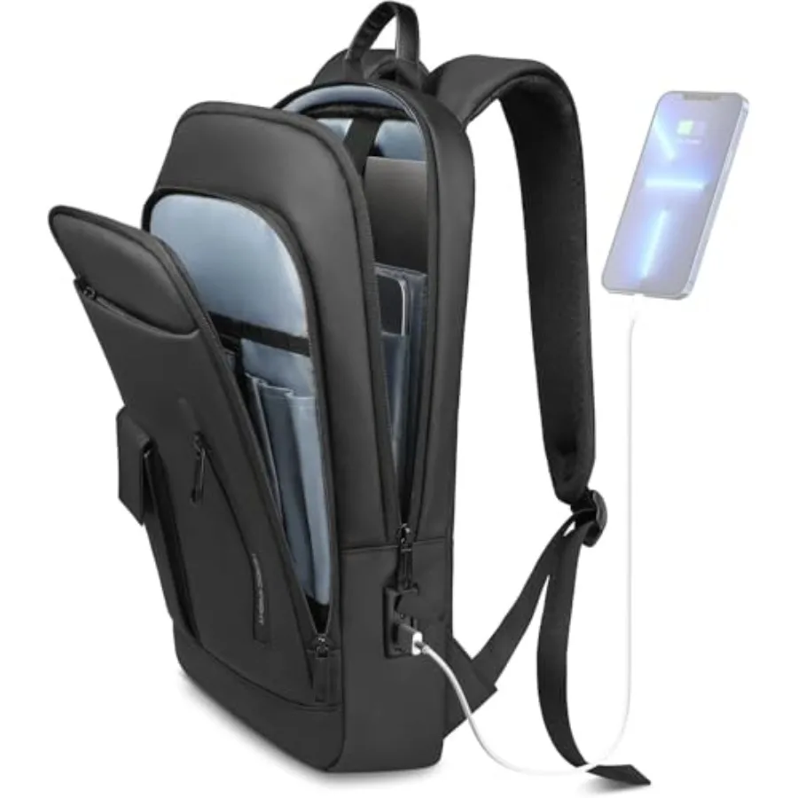

Slim Backpack for Men Women Business Laptop Backpack with USB Charging Port Lightweight Anti-theft Travel Computer Backpacks Wa