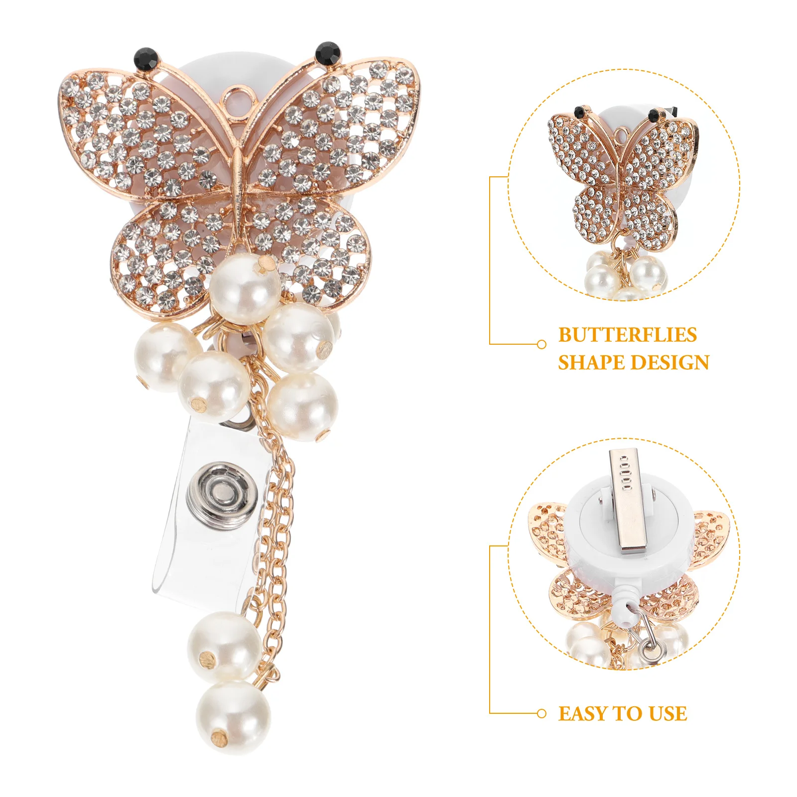 

1Pcs Butterflies Badge Clip Holder Compact Badge Reel Work Office Id Cards Clip Student Accessory Telescopic Keychain