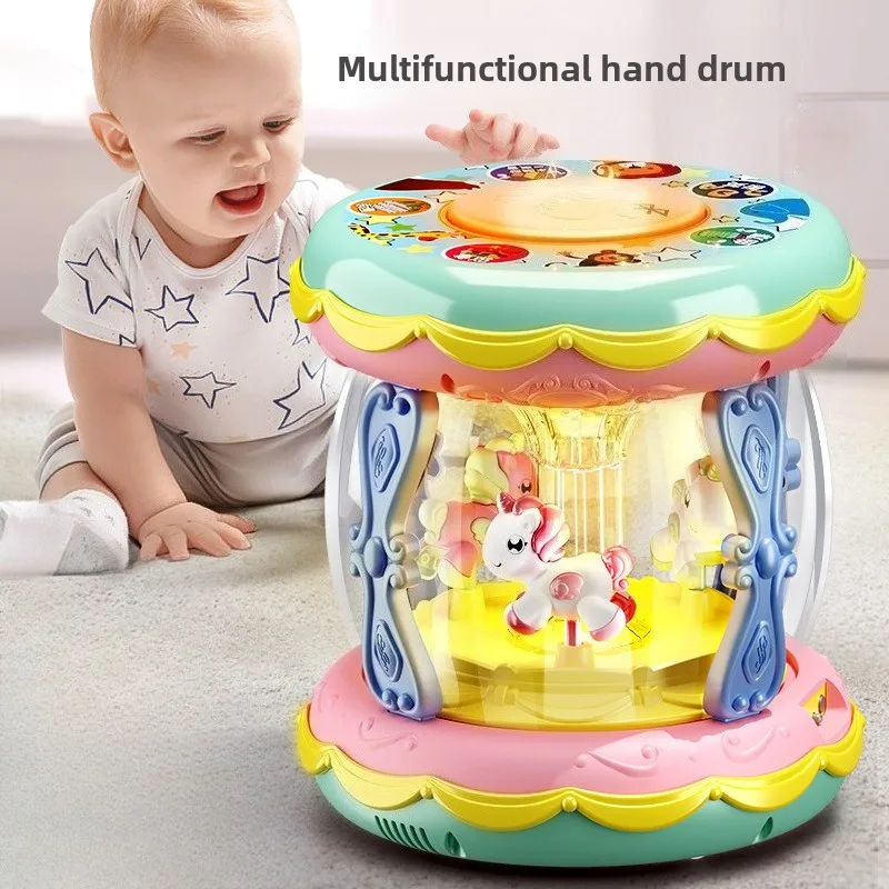 لعبة موسيقية بعمر 1-6 سنوات، طبلة ذكية متعددة الوظائف قابلة لإعادة الشحن مع ميكروفون، مناسبة للتعلم المبكر للرضع