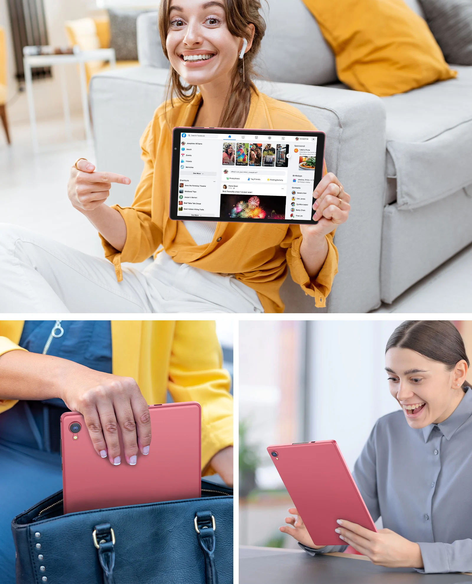 BAKEN Tablet Android 14 de 10 polegadas, processador Quad-core, armazenamento de 32 GB, Wi-Fi 6, Bluetooth, porta USB-C, Google Play Store (GMS)