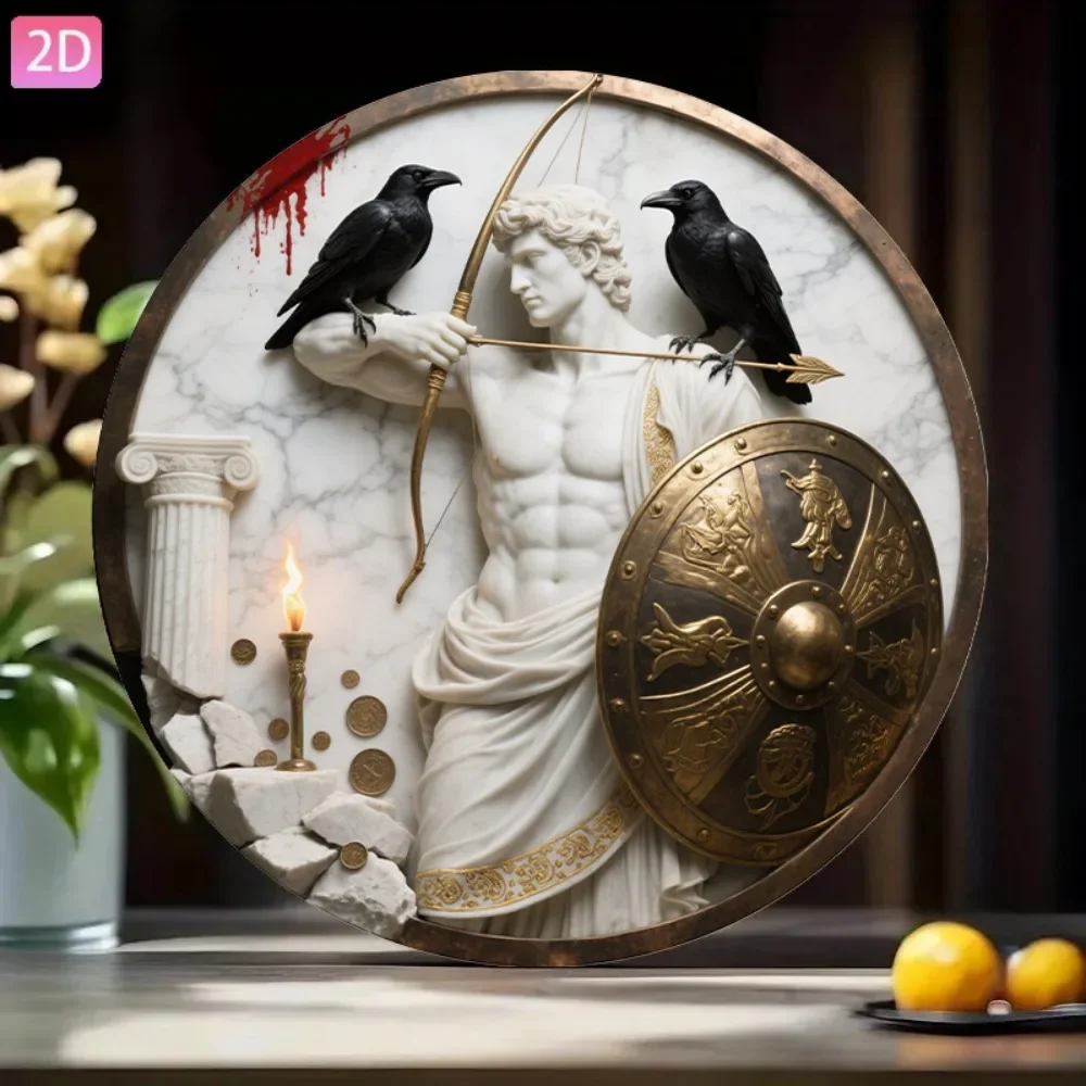CIFBUY Vintage Greek Mythology Warrior Archer Shield Spear Medusa Apollo Aluminum Wall Art Waterproof Wearproof Metal Decor Home