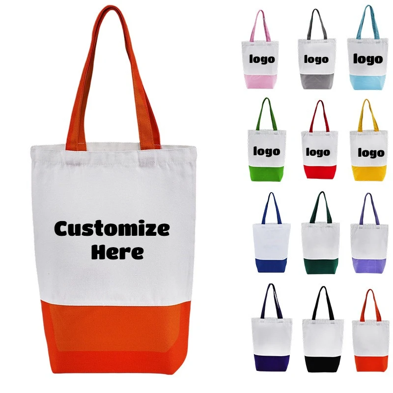 Custom Logo High-Quality Women Cosmetic Bag Two in One Set One Handbags Canvas Tote Bags Reusable Cotton Grocery Shopping Bag