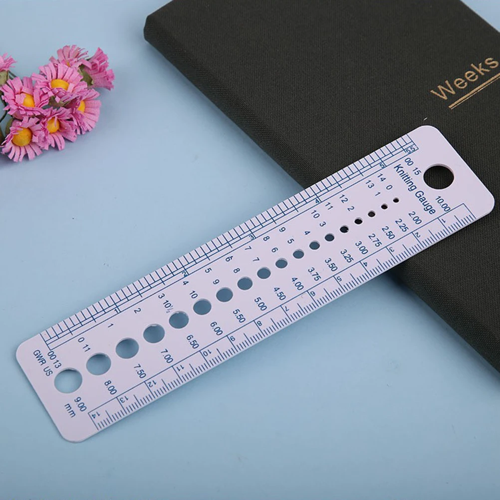 6pcs Plastic Knitting Ruler Professional Needle Gauge Wear-Resistant Multi-Function Reusable Tool For Embroidery Handcraft Small