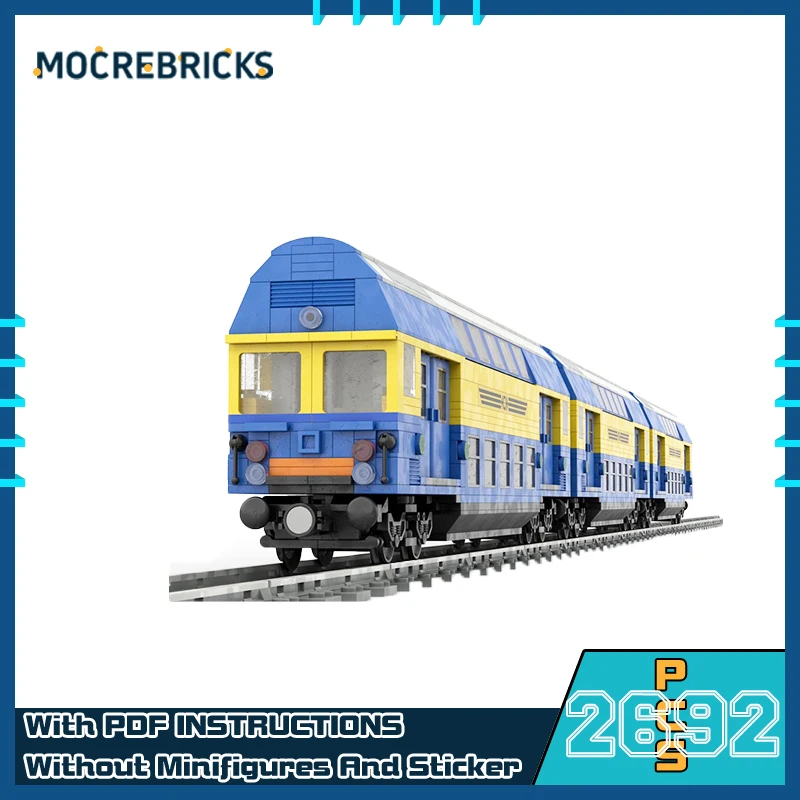 

MOC City Railway Passenger Transport Double Decker Train Model DIY Building Block Assembly Technology Bricks Toys For Gifts